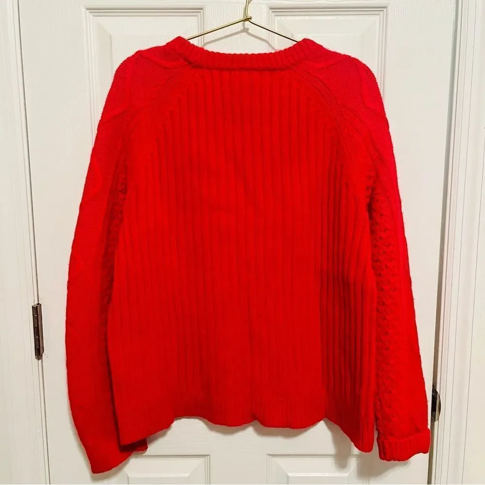 J. Crew Hawthorne Cable Knit Pom-Pom 100% Wool Sweater